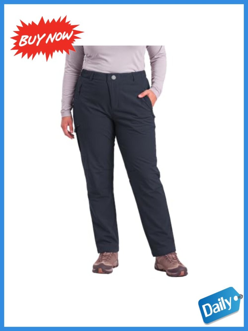 Plus Size Fleece Lined Winter Cargo Pants 4 Zipper Pockets Hiking Outdoor